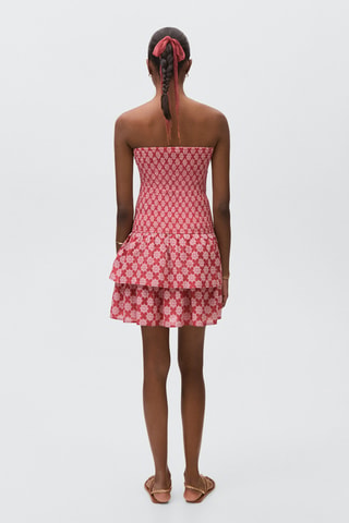 Robe froncée volants - Rouge