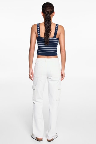 Jean droit style cargo - Blanc