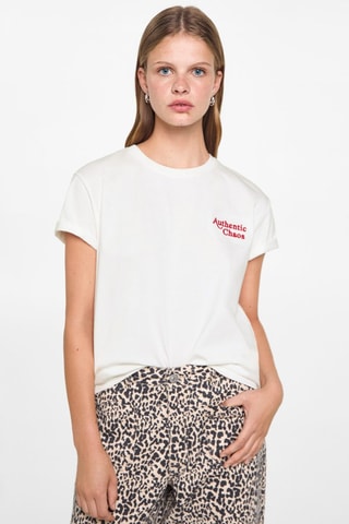 T-shirt coton détail brodé - Blanc