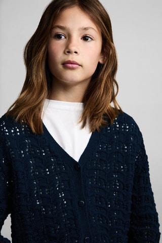 Cardigan maille ajourée - Bleu
