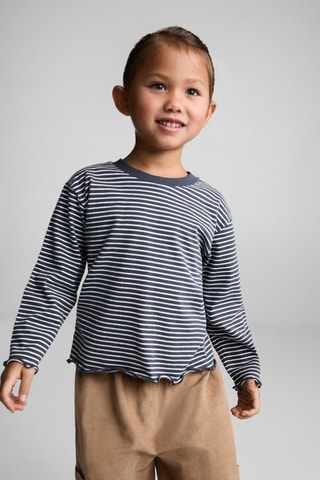 T-shirt coton à rayures - Gris