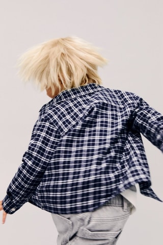 Chemise à carreaux en coton - Bleu