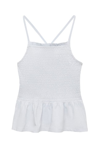Top nid d'abeilles coton - Bleu