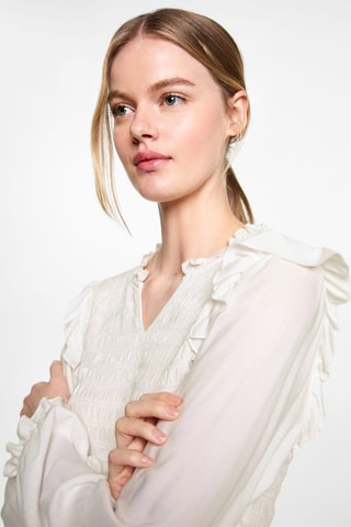 Blouse froncée volants - Blanc