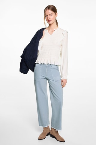 Blouse froncée volants - Blanc