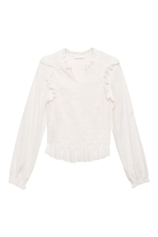 Blouse froncée volants - Blanc