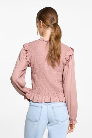 Blouse froncée volants - Rose clair