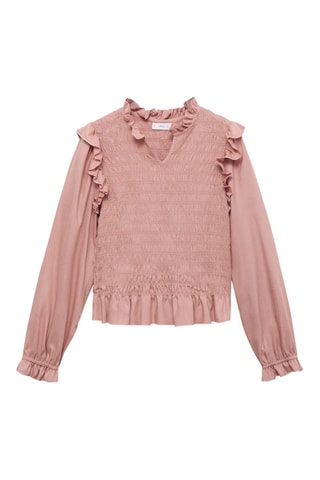 Blouse froncée volants - Rose clair