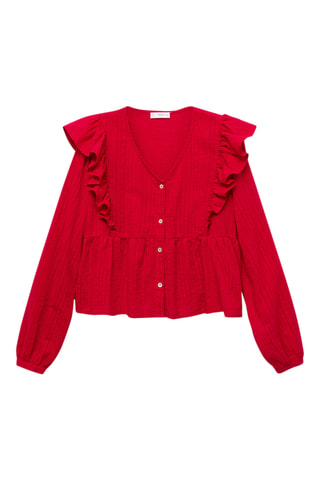 Blouse à épaules volantées - Rouge