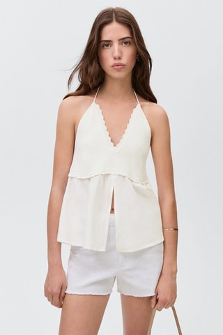 Top maille ouverture - Blanc
