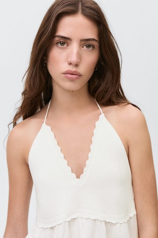 Top maille ouverture - Blanc