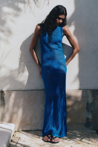 Robe crochet résille - Bleu