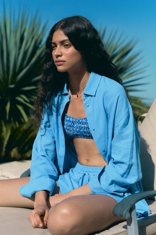 Chemise regular-fit lin - Bleu clair