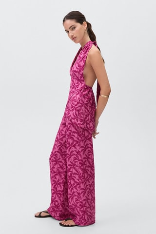 Top imprimé emmanchures américaines - Fuchsia