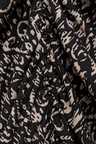 Robe froncée imprimée - Noir