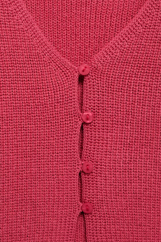 Top maille boutons - Rouge