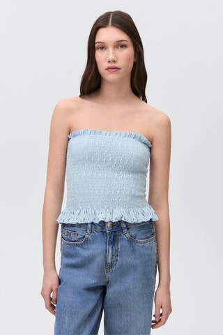 Top bustier froncé - Bleu clair