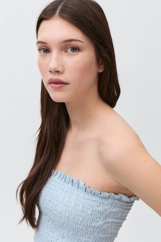 Top bustier froncé - Bleu clair