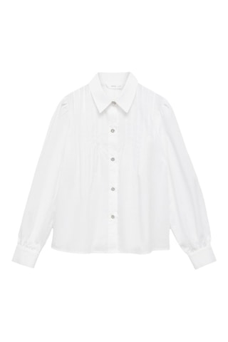 Chemise coton boutons bijoux - Blanc
