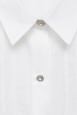 Chemise coton boutons bijoux - Blanc