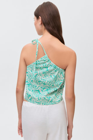 Top asymétrique imprimé - Turquoise