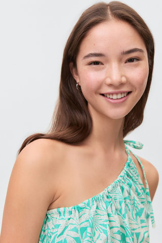 Top asymétrique imprimé - Turquoise