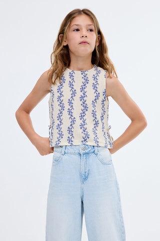Blouse imprimée nœuds - Écru