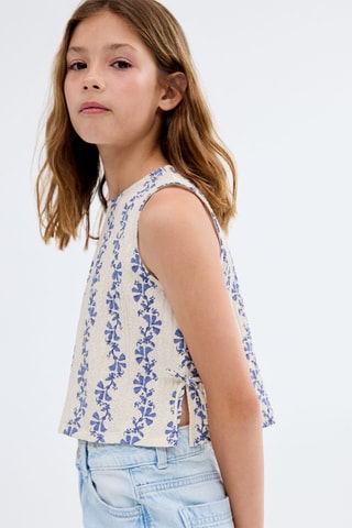 Blouse imprimée nœuds - Écru