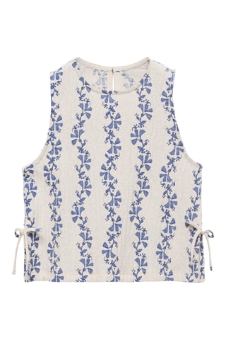 Blouse imprimée nœuds - Écru