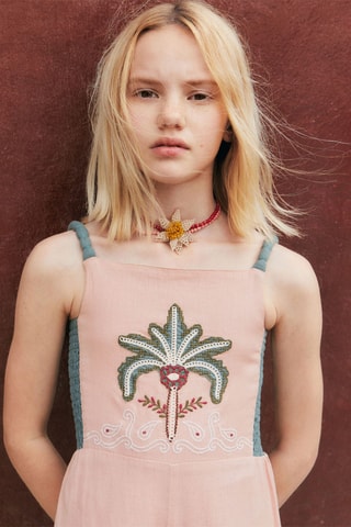 Combinaison détail brodé - Rose