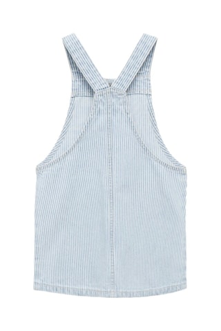 Robe chasuble en jean rayures - Bleu