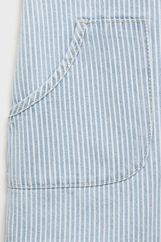 Robe chasuble en jean rayures - Bleu
