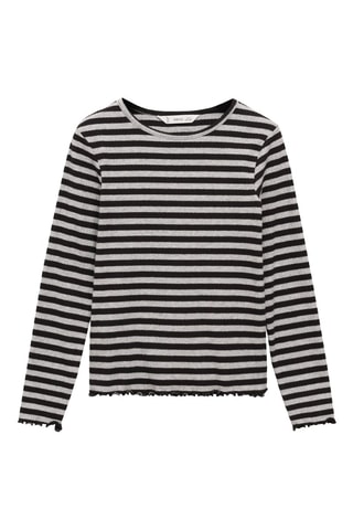 T-shirt à rayures côtelé - Gris