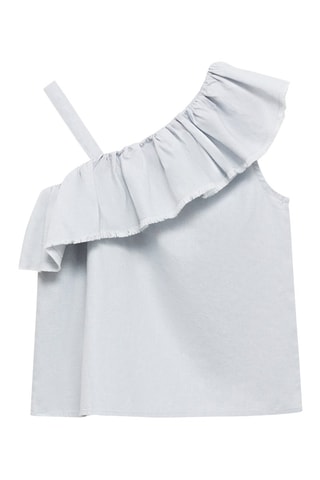 Blouse asymétrique en lin - Bleu