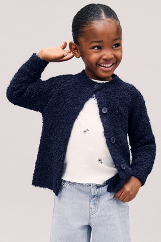 Cardigan maille bouclette - Bleu