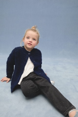 Cardigan maille bouclette - Bleu