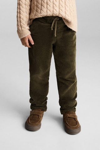Pantalon velours côtelé doublé - Vert