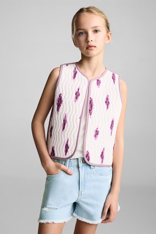 Short en jean revers effilochés - Bleu