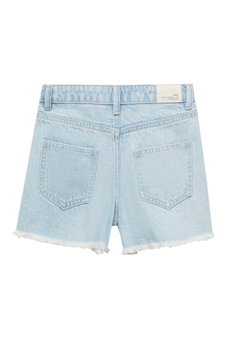 Short en jean revers effilochés - Bleu