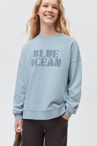 Sweat-shirt coton imprimé - Bleu clair