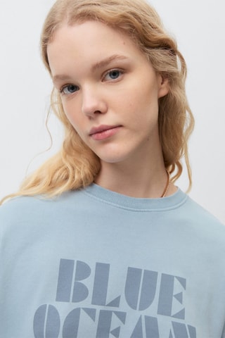 Sweat-shirt coton imprimé - Bleu clair