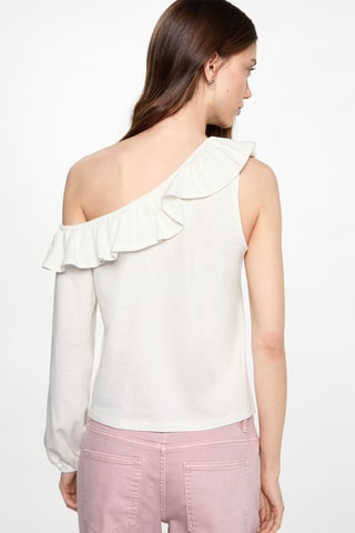 T-shirt asymétrique volanté - Blanc