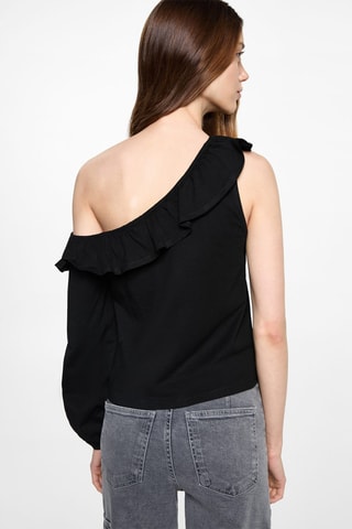 T-shirt asymétrique volanté - Noir