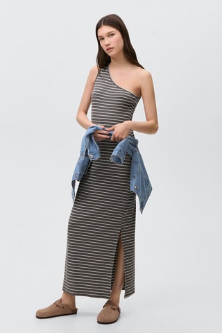 Robe longue asymétrique - Gris