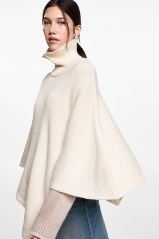 Poncho maille - Blanc