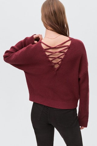 Pull-over maille ouvertures - Rouge
