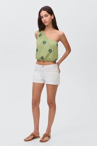 Top asymétrique brodé - Vert