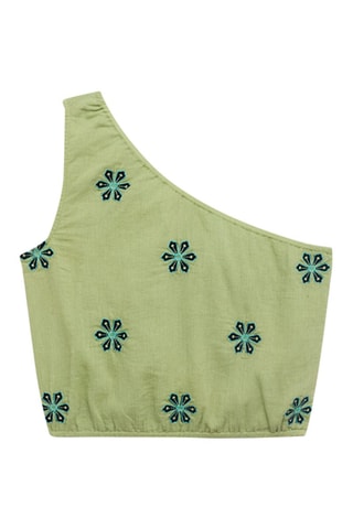Top asymétrique brodé - Vert