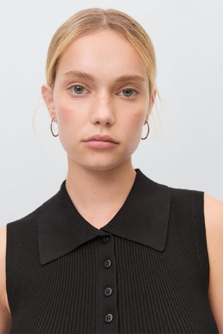 Top maille col polo - Noir