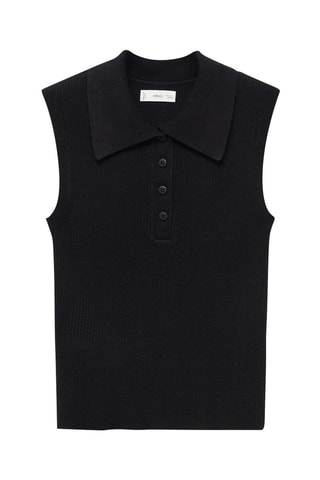 Top maille col polo - Noir